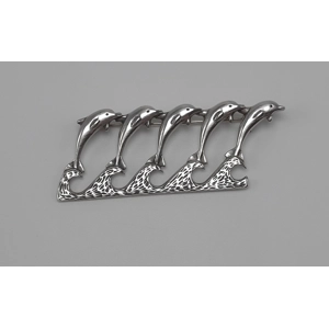 Sterling Silver Brooch with Five Leaping Dolphins