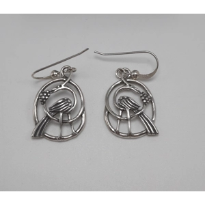 Sterling Silver Bird Design Earrings by Kit Heath - 1997