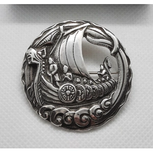 Sterling Silver Robert Allison Viking Boat Brooch - Glasgow 1945