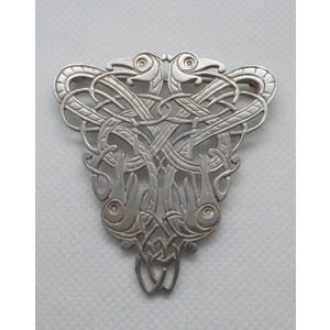 Tain Silver Tri-Dragon Large Brooch in Sterling Silver - Hallmarked