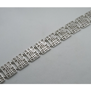 Sterling Silver Rennie Mackintosh Style Wide Bracelet by Carrick