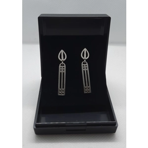 Pair of Sterling Silver Drop Earrings in Rennie Mackintosh Style by Carrick