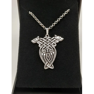 Celtic Knot Hounds Pendant in Sterling Silver with Silver Chain