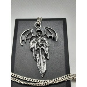 Stunning Sterling Silver Large Angel of Death Pendant and Chain