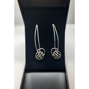 Sterling Silver Long Earrings in Modernist Design by Carrick