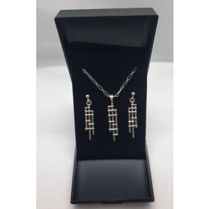 Sterling Silver Lattice Design Pendant and Earring Set by Carrick