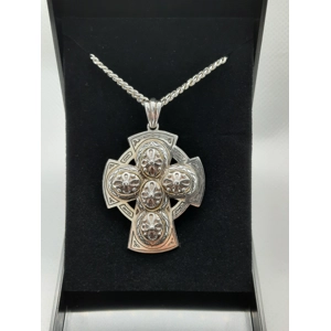 Sterling Silver Celtic Cross on Sterling Curb Chain