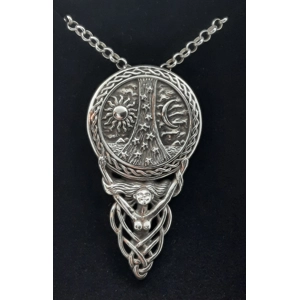 Large Sterling Silver Pagan Goddess Pendant and Belcher Chain