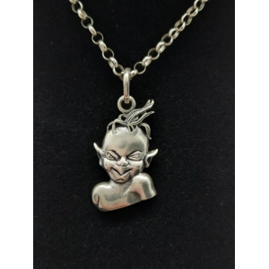 Unusual Sterling Silver Pixie Pendant and Chain