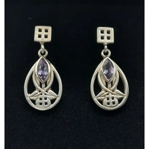 Sterling Silver Amethyst Set Rennie Mackintosh Style Earrings