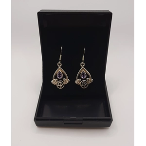 Sterling Silver Amethyst Set Earrings in Rennie Mackintosh Style