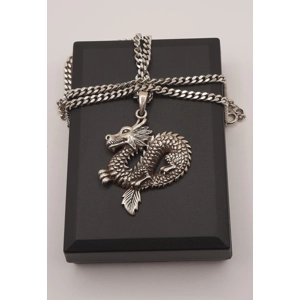 Sterling Silver Dragon Pendant on Thick Sterling Curb Chain