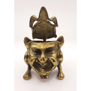 Antique Brass Inkwell or Incense Burner in the Style of an Imp