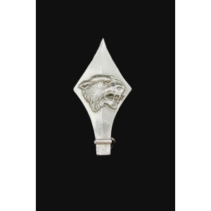 Unusual Vintage Sterling Silver Spear Head Brooch with Tiger's Head Decal