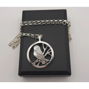 ORTAK 'Nature in Flight' Large Owl Pendant and Chain in Sterling Silver