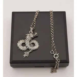 Sterling Silver Dragon Pendant on Sterling Belcher Chain