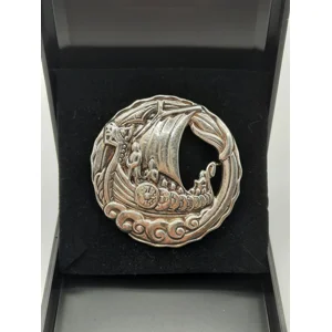 Vintage Sterling Silver Viking Boat Brooch by Shipton