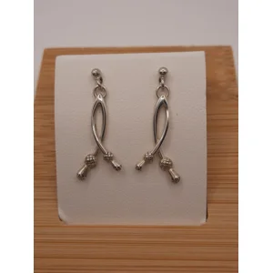 ORTAK Sterling Silver Double Thistle Drop Earrings