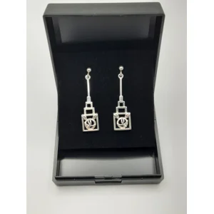 Sterling Silver Rennie Mackintosh Deco Style Earrings by Carrick