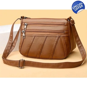 Brown 3 Zipper Bag