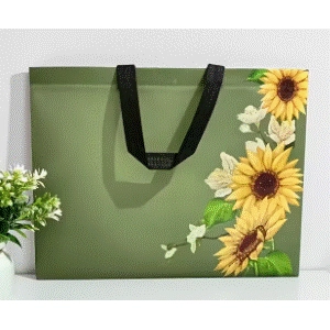 Sunflowers on a Green Tote Bag