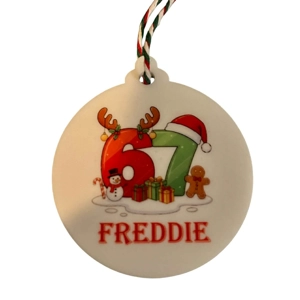 Personalised 6 7 Christmas bauble Buttons and bows Kettering Northamptonshire