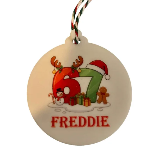 Personalised 6 7 Christmas bauble Buttons and bows Kettering Northamptonshire