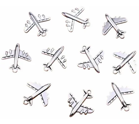Aeroplane Metal Charms x 5