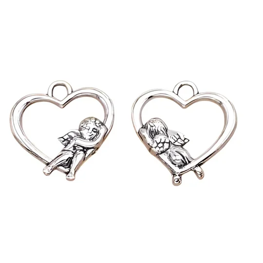 Angel Heart Metal Charms Buttons and Bows Kettering Pair