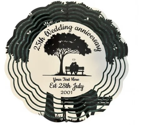 Wedding Anniversary Bench Design Metal Wind Spinner Ornament