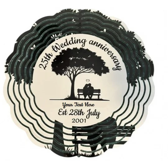 Wedding Anniversary Bench Design Metal Wind Spinner Ornament