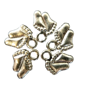 5 x Baby Feet Metal Charms