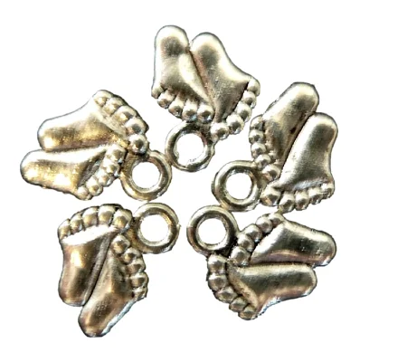 5 x Baby Feet Metal Charms