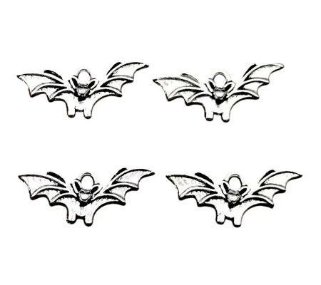 4 x Bat Halloween Metal Pendant Charms