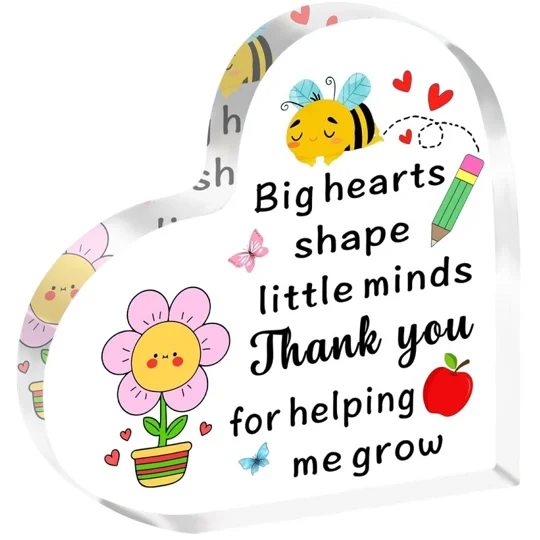 Big hearts shape little minds thankyou for helping me grow heart shaped sign coaster buttons and bows Kettering Northamptonshire