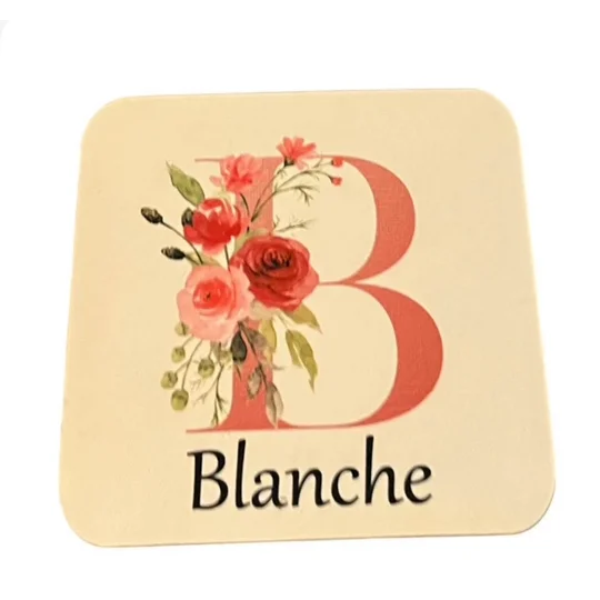 Personalised Floral Alphabet Named Coaster