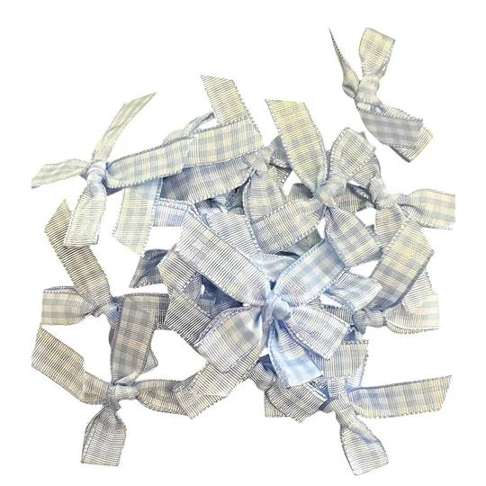 10 x Light blue and White Gingham Bows. Sold by Buttons and Bows Kettering.