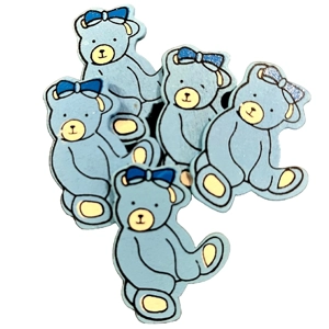 5 x Blue Sitting Bears Card or Cake Embellishments 3cm x 4..