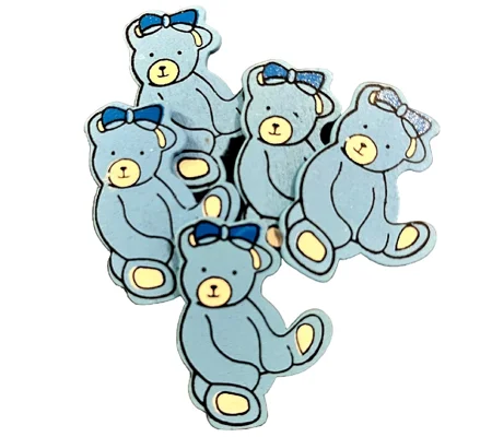 5 x Blue Sitting Bears Card or Cake Embellishments 3cm x 4.5cm