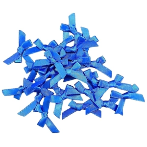 10 x Small Satin Bows in Royal Blue Tied 1cm x 4cm