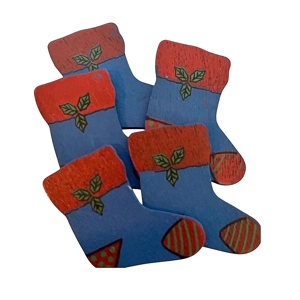 5 x Wooden Stocking Card or Cake Embellishments