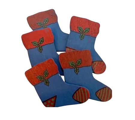 5 x Wooden Stocking Card or Cake Embellishments