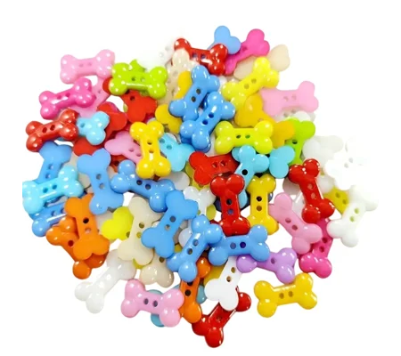 5 x Bone Shaped Novelty Buttons Various Colours