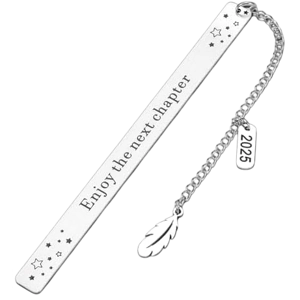 Bookmark Enjoy the next chapter with feather and date charms