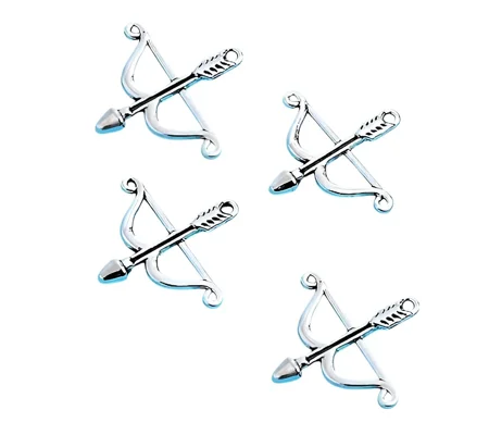 4 x Bow and Arrow Metal Charms,