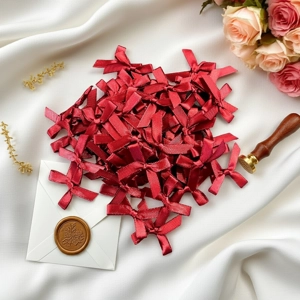 10 x Small Burgandy Coloured Satin Bows Tied 1cm x 4cm