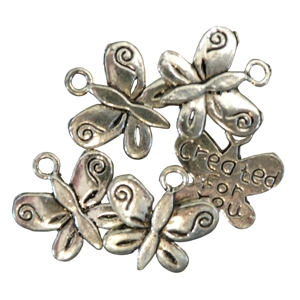 5 x Butterfly Metal Charms, Double sided