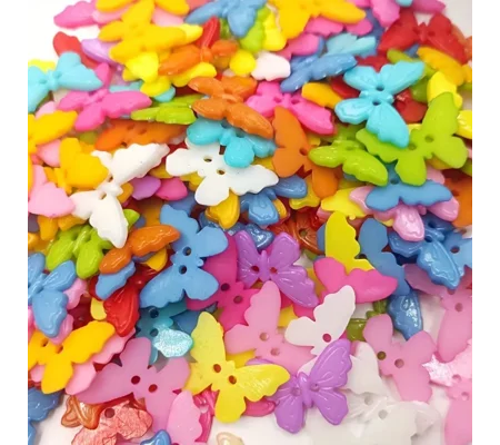 10 x Butterfly Shaped Novelty Buttons Various Colours