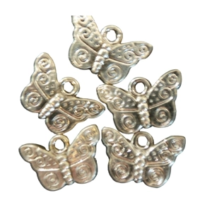 Butterfly Metal Charms with Swirl Wings x 5