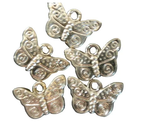 Butterfly Metal Charms with Swirl Wings x 5